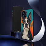 Boston Terrier Pop-Art Portrait Tough Phone Case - Teal Orange
