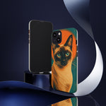 Siamese Cat Retro Halftone Portrait Case - Orange Teal Print