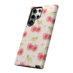 Pink Cherry Pattern Phone Case | Cute Retro Fruit Design