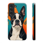 Boston Terrier Pop-Art Portrait Tough Phone Case - Teal Orange