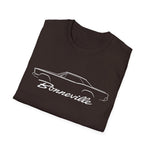 1965 Bonneville Classic Car Outline T-Shirt Line Art Silhouette Emblem Car Fan Gift