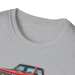 1982 Chevy K10 Silverado Red Pickup T-Shirt | Trio Truck Illustration