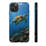 Sea Turtle Reef Phone Case, Coral Ocean Dappled Sunlight Tough Cover