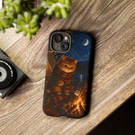 Campfire Cat Phone Case, Marshmallow Night Painterly Cover