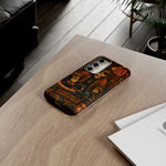 DJ Cat Phone Case, Glowing Turntables Folk Art Cover