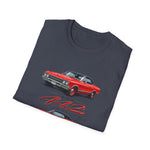 1965 Olds 442 Muscle Car T-Shirt | Classic Red Illustration