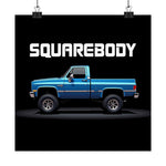 Chevy Squarebody Poster Classic Pickup Truck Wall Art Print Blue Garage Decor
