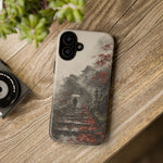 Autumn Temple Steps phone case | Japanese watercolor landscape cover