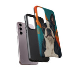 Boston Terrier Pop-Art Portrait Tough Phone Case - Teal Orange
