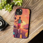 Retro Runner Sunset phone case | 80s Vaporwave jogging design