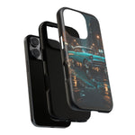 Vintage Teal 1957 Bel Air Classic Car Tough Case | Retro Rainy City Phone Cover