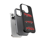 C4 Corvette Art Phone Case Red, Three-View Vector Cover, Gift