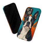 Boston Terrier Pop-Art Portrait Tough Phone Case - Teal Orange