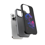 Cresting Wave Glitch Art Tough Phone Case - Blue Magenta