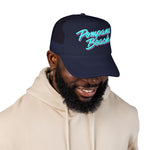 Pompano Beach Florida Trucker Hat Retro Script Snapback Neon Pastel Coastal Surf Style Cap