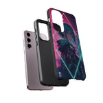 Anime Girl Phone Case Teal, Neon Kanji Calm Gradient Tough Cover