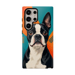 Boston Terrier Pop-Art Portrait Tough Phone Case - Teal Orange