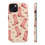 Pink Cowboy Boots phone case | Western pattern | Pastel stars
