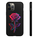 Glitch Rose Neon Phone Case Vaporwave Tough Cover