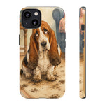Guilty Basset Hound Phone Case, Muddy Watercolor Art Cover