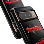 C4 Corvette Art Phone Case Red, Three-View Vector Cover, Gift