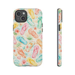 Watercolor Flip Flops pattern Tough Case | Beach Shells Phone Cover