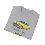 Yellow 1955 Chevy Bel Air T-Shirt | Vintage Classic Car Trio Illustration