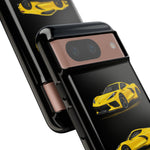 C8 Phone Case Yellow, Three-View Vector Cover, Gift for Vette Drivers