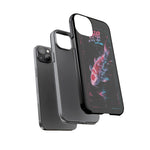 Glitch Koi Fish Art Tough Phone Case - Cyan Pink on Black