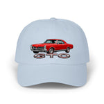 1967 GTO Dad Hat Muscle Car Cap Adjustable Strap Red Goat 400 Hardtop