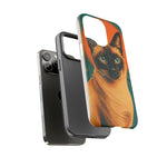 Siamese Cat Retro Halftone Portrait Case - Orange Teal Print