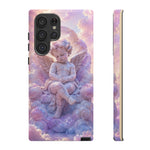 Cherub Cloud Throne Phone Case, Pastel Marble 3D Render Cover
