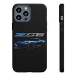 Blue C7 Z06 Sports Car Tough Phone Case Track Style Cover Gift