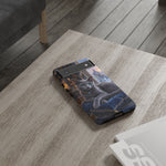 Regal Russian Blue Cat on Cushion Phone Case | Winter Castle Scene