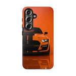 Orange Mustang Art Phone Case, GT500 American Muscle Car Tough Cover for Male