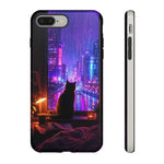 Lo-Fi Cat Neon Rain Window Vaporwave Art Tough Phone Case