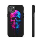 Neon Glitch Skull Phone Case, Dripping Paint Scanline Cover