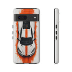 Z06 C8 Phone Case, White Top-Down Painterly Stripe Cover