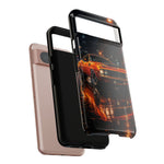 Orange Cuda Phone Case, Rainy City Night Muscle Car Tough Cover