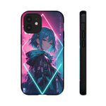 Anime Girl Phone Case Teal, Neon Kanji Calm Gradient Tough Cover
