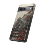 Autumn Temple Steps phone case | Japanese watercolor landscape cover