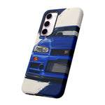R34 Skyline GT-R Bayside Blue Tough Phone Case for 90s JDM Fans