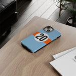 Copy of Blue Orange Number 20 Retro Racing Stripe Tough Phone Case Cover