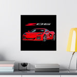 Red Corvette C8 Z06 Poster Modern Supercar Wall Art