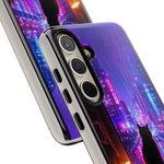 Lo-Fi Cat Neon Rain Window Vaporwave Art Tough Phone Case