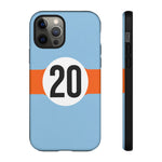 Copy of Blue Orange Number 20 Retro Racing Stripe Tough Phone Case Cover