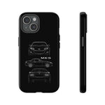 MX-5 Roadster Blueprint Miata Phone Case Featuring Front Side and Rear Views