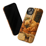 Sleeping French Bulldog with Croissants phone case | cute bakery scene