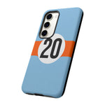 Copy of Blue Orange Number 20 Retro Racing Stripe Tough Phone Case Cover