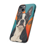 Boston Terrier Pop-Art Portrait Tough Phone Case - Teal Orange